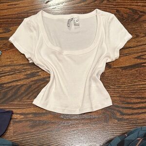 Women's Cream Ribbed Top